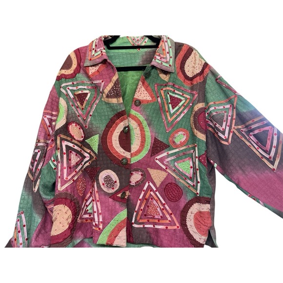 Vintage Pushpa Art To‎ Wear Tie Dye Embellished Jacket Sz L - Picture 2 of 5